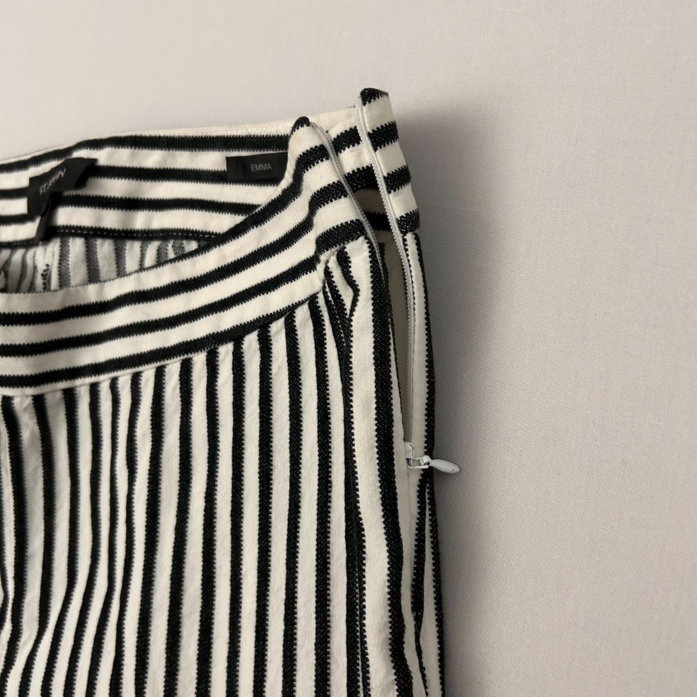 St. John Emma Women's 6 Black White Textured Striped Straight Leg Pants USA‎ - Picture 8 of 11